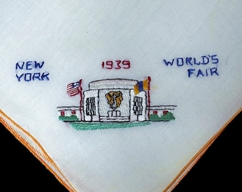 Vintage 1939 NY Worlds Fair Handkerchief**#70
