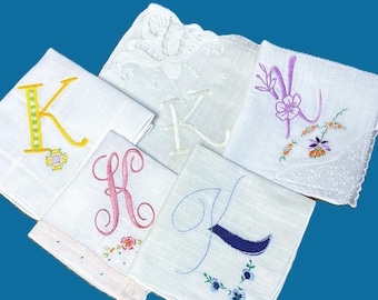 Vintage Monogram "K" Selection of Wedding Handkerchiefs**#6