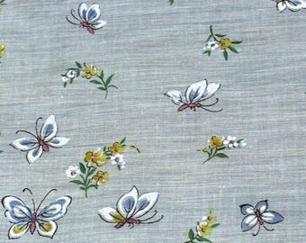 Pañuelo de lino vintage con mariposas y flores**#12