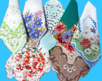 Vintage Selection Blank Center Florals w/wo Monograms Handkerchief**#2