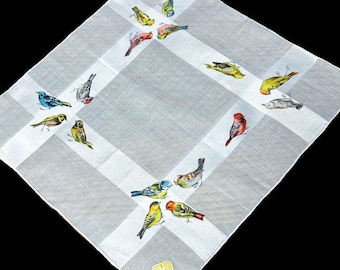Vintage New w/Tags 16 Different Birds Handkerchief**#182