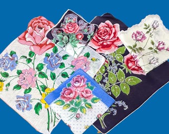 FREE SHIP**Vintage Selection ROSE Handkerchiefs**#30