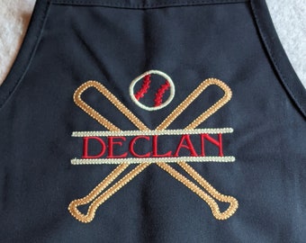 Personalized Embroidered BASEBALL Theme Kids Children's Play, Art, Cooking Apron