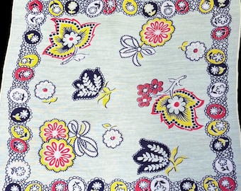 Vintage 60's BoHo Hippie Abstract Floral Handkerchief**#157