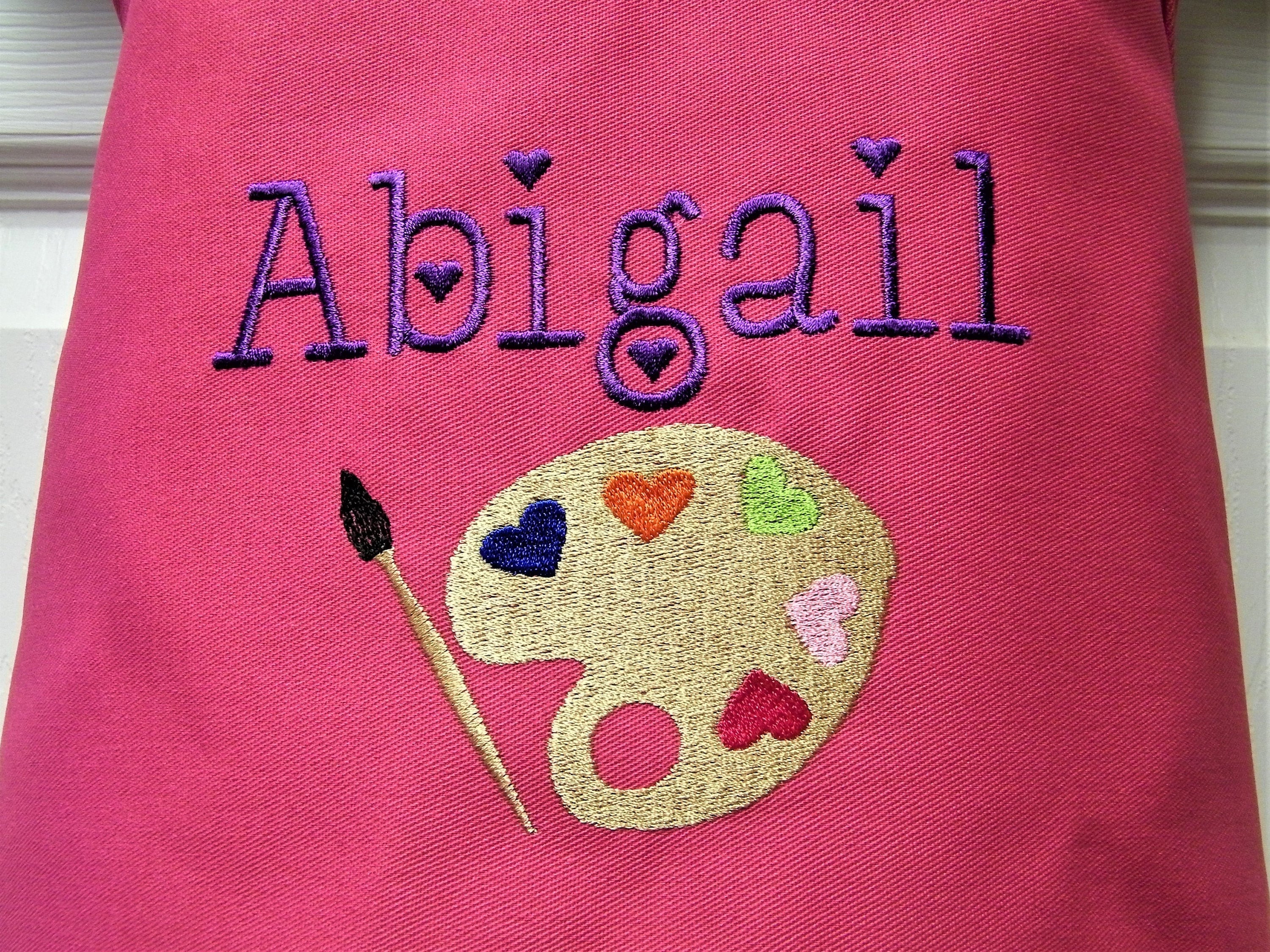 Personalized Kids Art Smock: Embroidered Palette Apron, USA Made