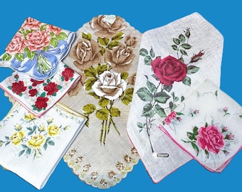 Vintage New w/Tags  SELECTION of Roses Handkerchiefs**#5