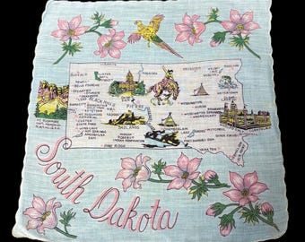 Vintage SOUTH DAKOTA Souvenir Handkerchief**#142