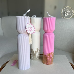 Pillar Candle - Soy Wax Candle  - Scented Pillar Candle - Sculptural Candle - Tall Pillar Candle - Ribbed Pillar Candle - Aesthetic Candle