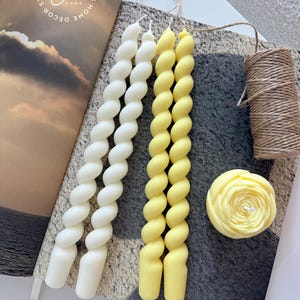 Set of 2 - Tall Taper Candle - Colorful Taper Candles - Soy Wax Candle - Spiral Taper Candle - Wavy Candle - Taper Candle - Twisted Candle