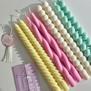 Set of 2 - Very Tall Taper Candles - 12'' Candles Set - Soy Wax and Beeswax Taper Candles - Colorful Taper Candles - Twisted Taper Candles