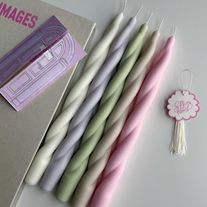 Set of 2 - Tall Taper Candle - Colorful Taper Candles - Soy Wax Candle - Spiral Taper Candle - Wavy Candle - Taper Candle - Twisted Candle