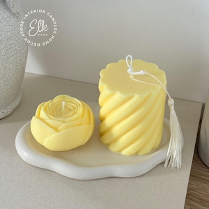Aesthetic Pillar Candle - Soy Wax Candle  - Scented Pillar Candle - Sculptural Candle - Wavy Candle - Ribbed Pillar Candle - Pillar Candle