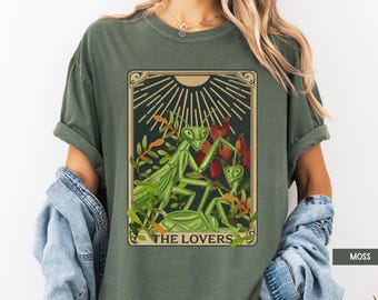 Chemise carte de tarot The Lovers, chemise amateur d'insectes, chemise amateur d'insectes, cadeau entomologie, chemise mante religieuse, les filles seront des filles