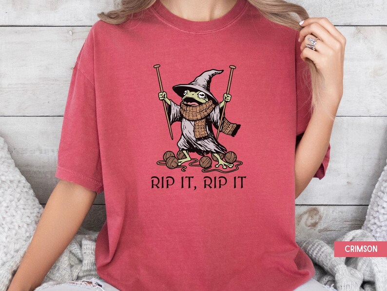 Knitting Shirt, Funny Knitting Shirt, Yarn Lover Shirt, Knitter Gift, Funny Knitting Shirt, Crafty Gift, Knitting Gifts, Funny Frog Shirt Crimson