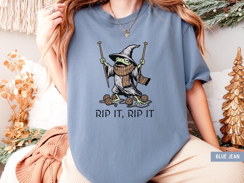 Knitting Shirt, Funny Knitting Shirt, Yarn Lover Shirt, Knitter Gift, Funny Knitting Shirt, Crafty Gift, Knitting Gifts, Funny Frog Shirt Blue Jean