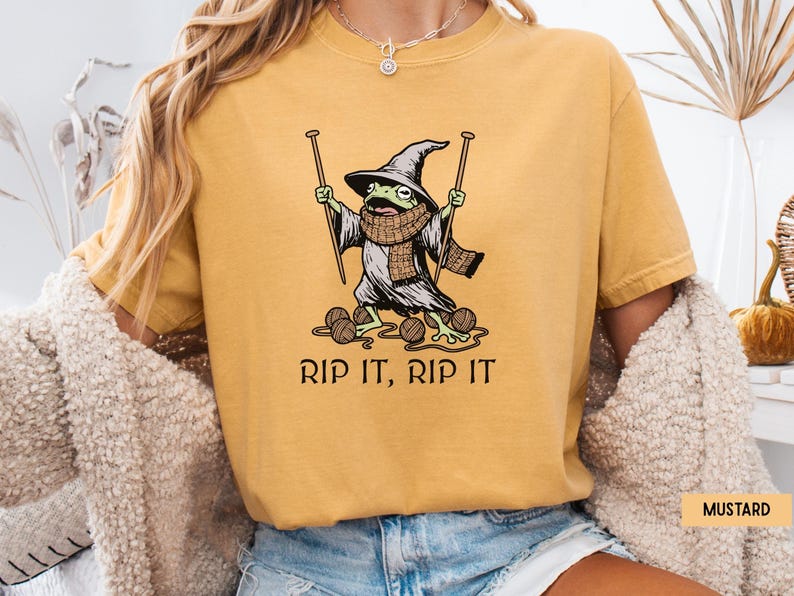 Knitting Shirt, Funny Knitting Shirt, Yarn Lover Shirt, Knitter Gift, Funny Knitting Shirt, Crafty Gift, Knitting Gifts, Funny Frog Shirt Mustard