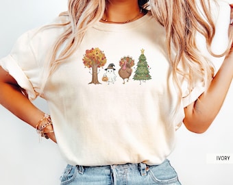 Fall Winter Holiday Tee, Halloween Thanksgiving Christmas Shirt, Tis the Season Shirt, Fall Winter Mash Up Shirt, Cute Fall Holiday Shirt