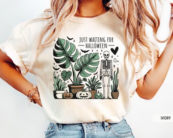 Plant Lover T-Shirt, Funny Skeleton Shirt, Halloween Plant Lady, Spooky Season Shirt, Houseplant Lover Tee, Skull Garden Tee, Gardening Gift