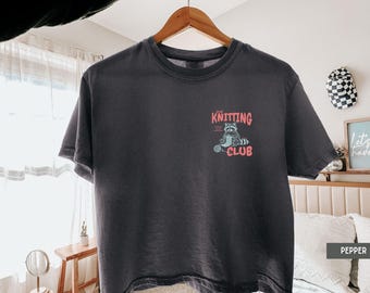 Knitting Shirt, Funny Knitting Boxy Tee, Yarn Lover Shirt, Knitter Gift, Funny Knitting Shirt, Crafty Gift, Knitting Gifts, Raccoon Shirt