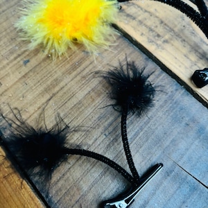 Mini Antenna Clip Marabou Puff Ladybug Butterfly Bumble Bee Dragon Fly
