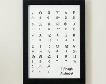 Póster del alfabeto tifinagh, bereber amazigh, decoración de pared para el hogar