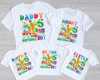Personalized Monsters Super Simple Song Birthday Family Party Shirt, Characters Monsters Birthday Shirt, Super Simple Song Fan Kids Tee Gift