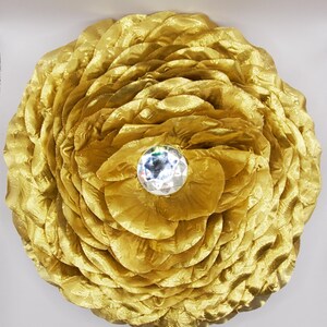 Brooch/Large Fabric Flowers - Large Gold Fabric Flower by Just Fascinations