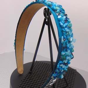 Turquoise Gemstone Beaded Headband – Handmade Statement Hair Accessory for Women
