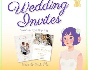 Wedding Invites, Wedding Postcards, Wedding Printing, Save The Date Printing, Matte Stock, Custom Wedding Printing, FAST Free Shipping