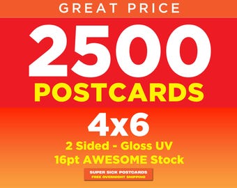Custom Glossy Postcards: 2500qty, 4x6 Double-Sided Printing