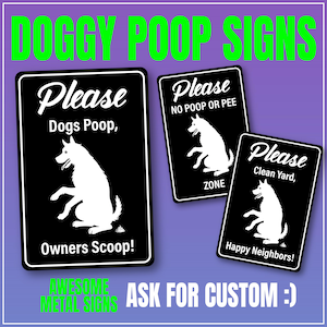 No Poop Signs, No Dog Poop Signs, Custom Poop Sign, No Dog Pee Sign, Pick Up Your Dog Poop, Dog Poop Metal Sign, Awesome Quality