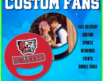 Custom Fan Printing - THE BEST Circle Fans - Weddings, Football Games, Promo Item - Waterproof High Quality Double Sided - Fast Delivery