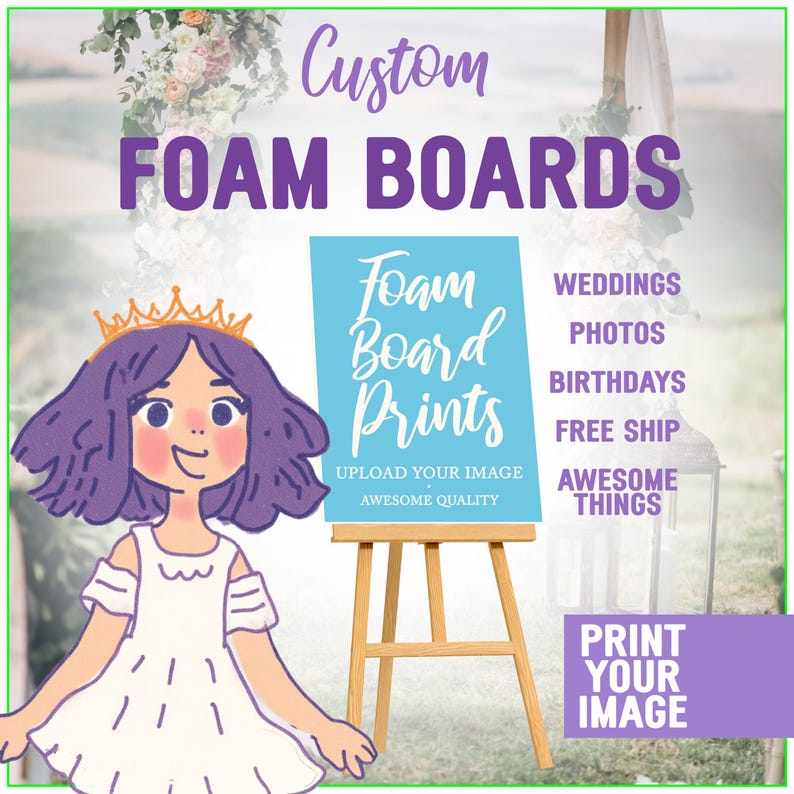 Foam Board Printing, Custom Foam Board, Weddings, Custom Signs, Printing, Birthday Boards, Free Shipping, Awesome Quality Bild 1