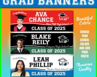 Graduation Banner, Custom Designs, Beautiful Colors, Graduation Signs, Class of 2025, Fast Delivery, Super Sick Printing