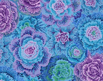 Brassica - Blue - Phillip Jacobs for Kaffe Fassett Collective Free Spirit - Sold by the half yard - Shipped as Continuous Yardage