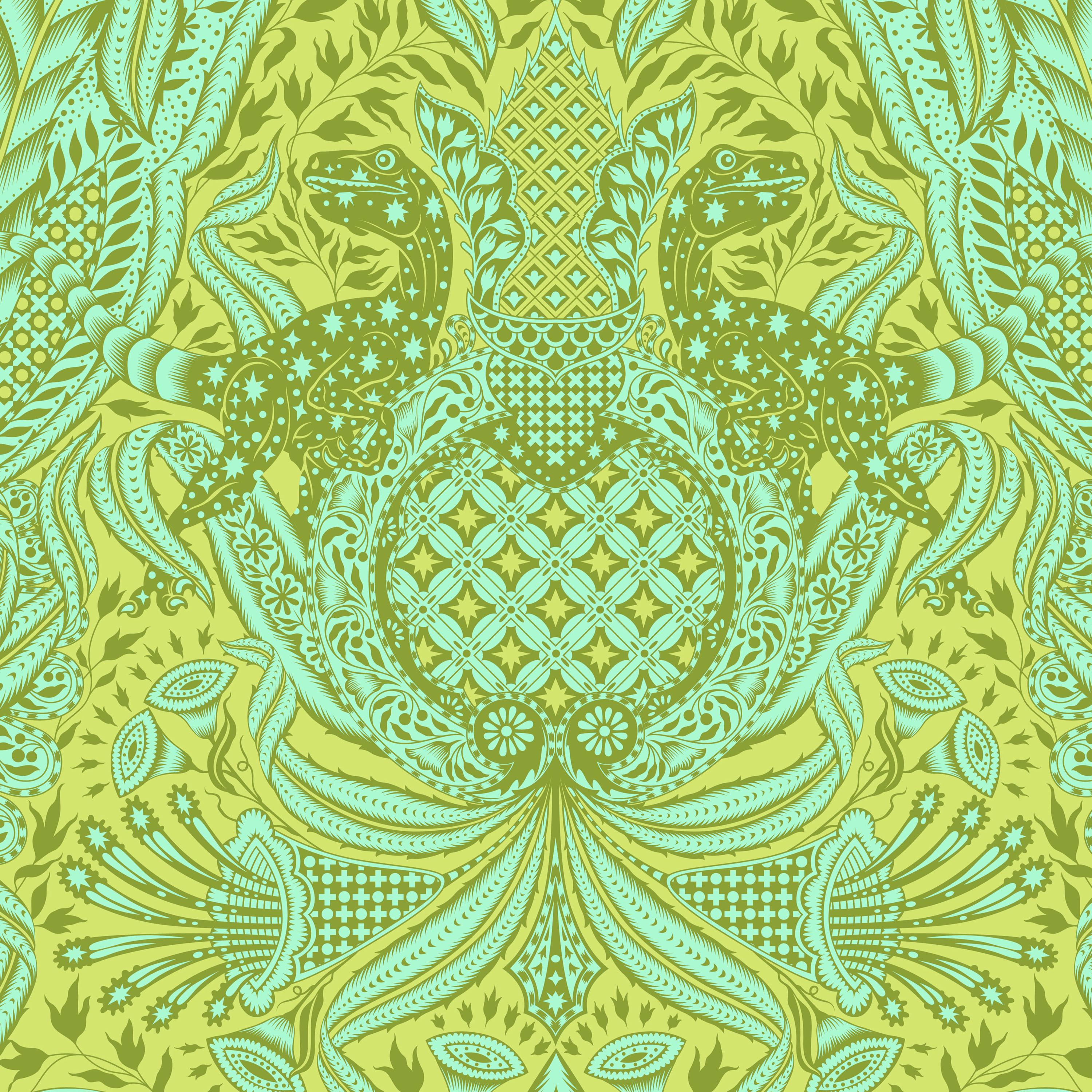 Roar! - Gift Rapt - Lime - by Tula Pink for Free Spirit Fabrics  - Sold by the Yard - Shipped as Continuous Yardage