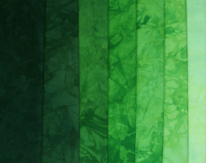 7 Fat Quarters Hand Dyed Quilting Fabric Grass Green 7 Etsy