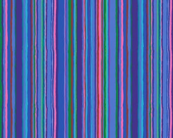 Echo Stripe - Blue - by Kaffe Fassett For Free Spirit Fabrics - Sold by the Yard - Shipped as Continuous Yardage