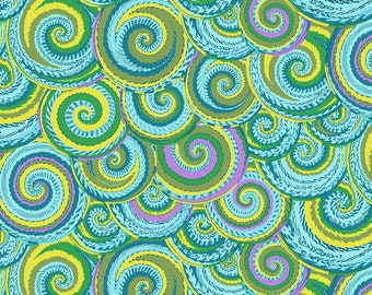 Curly Baskets - Green - by Philip Jacobs for the Kaffe Fassett Collective  - Sold by the half yard - Shipped as Continuous Yardage