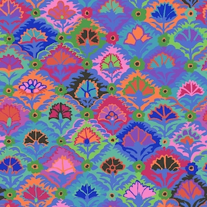 Step Flower - Blue - by Kaffe Fassett for the Kaffe Fassett Collective - Sold by the yard - Shipped as continuous yardage