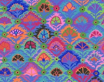 Step Flower - Blue - by Kaffe Fassett for the Kaffe Fassett Collective - Sold by the yard - Shipped as continuous yardage