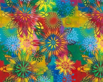 Pinwheels - Multi - Happy Blooms by Sue Penn for Free Spirit - Sold by the half yard - Shipped as Continuous Yardage