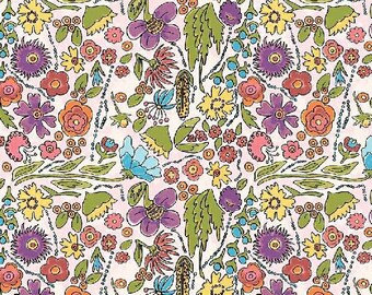Prairie Flowers - Pale Pink - Yippee Yi Yo Ki Yay - Laura Heine Sold by the Half Yard - Shipped as Continuous Yardage