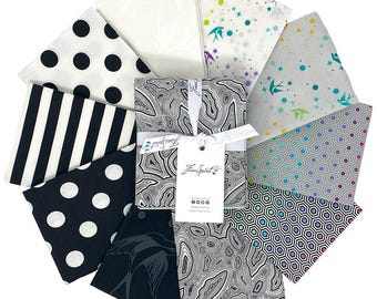 True Colors - Graphite - Fat Quarter Bundle - 10 Pieces - by Tula Pink for Free Spirit Fabrics