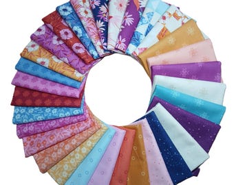 Petals and Stitches Fabric Bundle - 31 Pieces by Stephanie Organes for Andover Fabrics  - Two Options - Fat Quarter or Half Yard Bundles