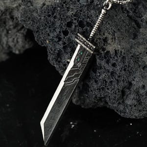EXCLUSIVE Final Fantasy VII Rebirth Buster Sword Necklace, Handmade Silver 950 Pendant, Ideal Gift for Cloud Strife and FF7 Fans