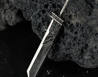 EXCLUSIVE Final Fantasy VII Rebirth Buster Sword Necklace, Handmade Silver 950 Pendant, Ideal Gift for Cloud Strife and FF7 Fans