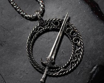 Blade of the Darkmoon Pendant |EXCLUSIVE Handmade 950 Silver Necklace Inspired by Dark Souls & Gwyndolin|Fantasy Jewelry for Soulsborne Fans