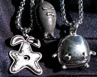 Stardew Valley Necklace Set, Stardrop Kobus Junimo Pendant, Handmade 950 Silver Gamer Jewelry, Cute Gift for Fans, Christmas Gift for her