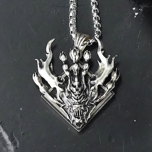 EXCLUSIVE Silver 950 Handmade Eikons Ifrit Risen, FFXVI Dominant Logo Jewelry, Ifrit and Bahamut Pendant, Final Fantasy XVI Gift for Gamers